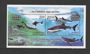FISH - INDIA #2374c DOLPHIN & WHALES S/S MNH