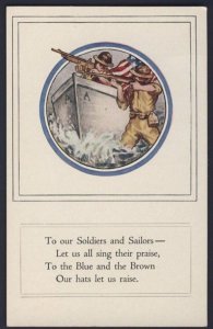 USA Postal History - WORLD WAR I / WWI RECRUITING USA soldiers sailors postcard