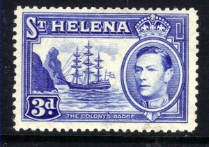 St Helena 1938 - 44 KGV1 3d Ultramarine MM SG 135 CV £80 ( L522 )