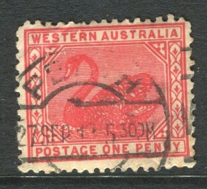 WESTERN AUSTRALIA;  Early 1900s Swan type 1d. used, + MINOR PLATE FLAW