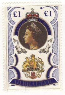Gibraltar #339 used £1 queen/arms
