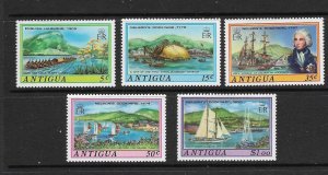 ANTIGUA - 1975 LORD NELSON AND SHIPS - SCOTT 369 TO 373 - MNH