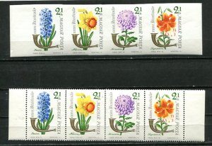 Hungary 1963 Sc B233a and note below MNH Perf+Imperf strip CV $28 Flowers 8448