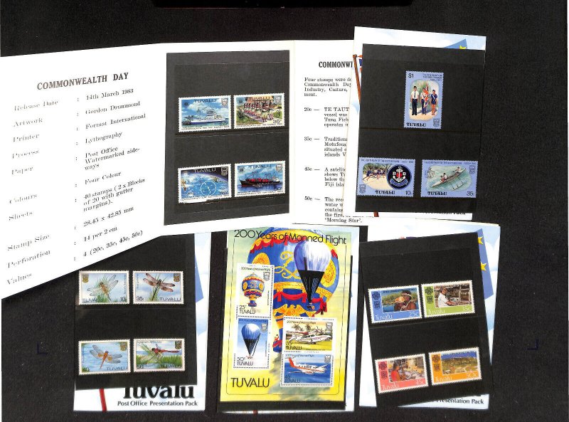 Tuvalu Post Office Presentation Packs, 5 Different, 196-215, 1983 Mint NH