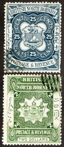 North Borneo Stamps # 25-6 Used VF Scott Value $50.00