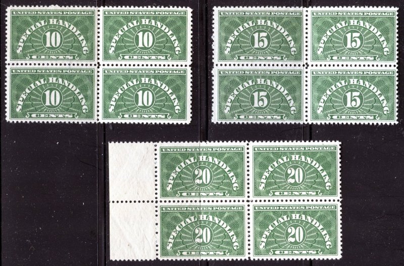 QE1-QE2-QE3  BLOCKS OF FOUR MINT OGNH