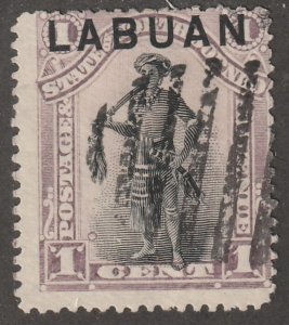 Labuan, stamp, Scott#49, used, hinged,   no gum, warrior