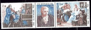 Monaco 1277a MNH 1981 Mozart strip of 3 (ak2800)