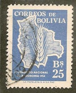 Bolivia          Scott  386      Map, Wheat     Used