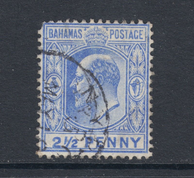 Bahamas Sc 46 used 1907 2½p ultra KEVII, short corner perf, light cancel