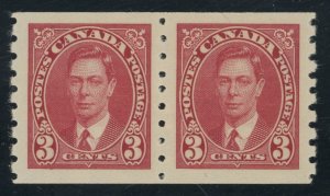 Canada 240 - 3 cent King George VI coil pair - VF Mint never hinged