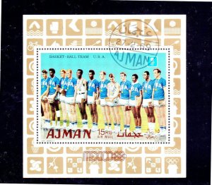 AJMAN  1969  U.S.S BASKETBALL TEAM    MINT  VF NH  O.G  S/S  CTO  (aj34)