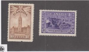 CANADA # 257 & 264 VF-MLH PARLIAMENT BUILDING AND MUNITIONS CAT VALUE $58