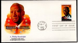 US  FDC 2402,  A. Phillip Randolph, civil rights, New York, NY    ....   7504305