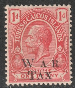 Turks Caicos Scott MR10 - SG150 1919 War Tax 1d MH*