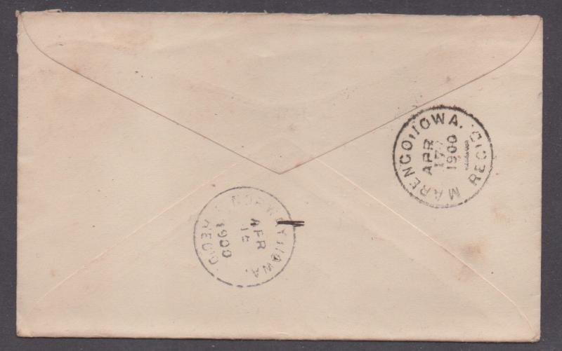 **US 20th Cent Postal Stationery Cover, Genoa Bluff, IA ,1900 CDS, DPO5