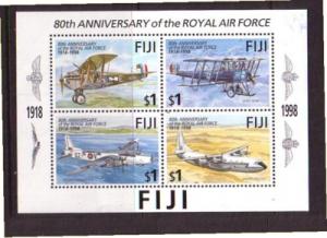 Fiji Sc818 1998 80th anniv RAF stamp souvenir sheet