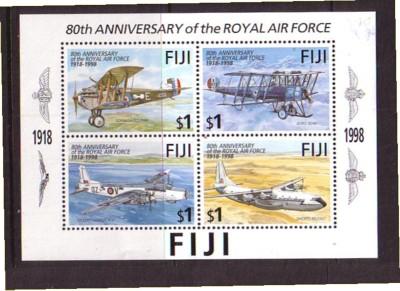 Fiji Sc818 1998 80th anniv RAF stamp souvenir sheet