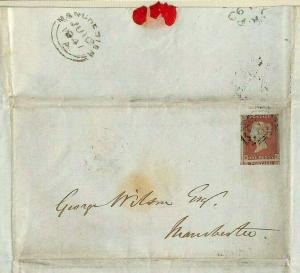 GB CHESHIRE *Stockport Borough Election*Historic Letter 1847 1d Red Cover MS3656 