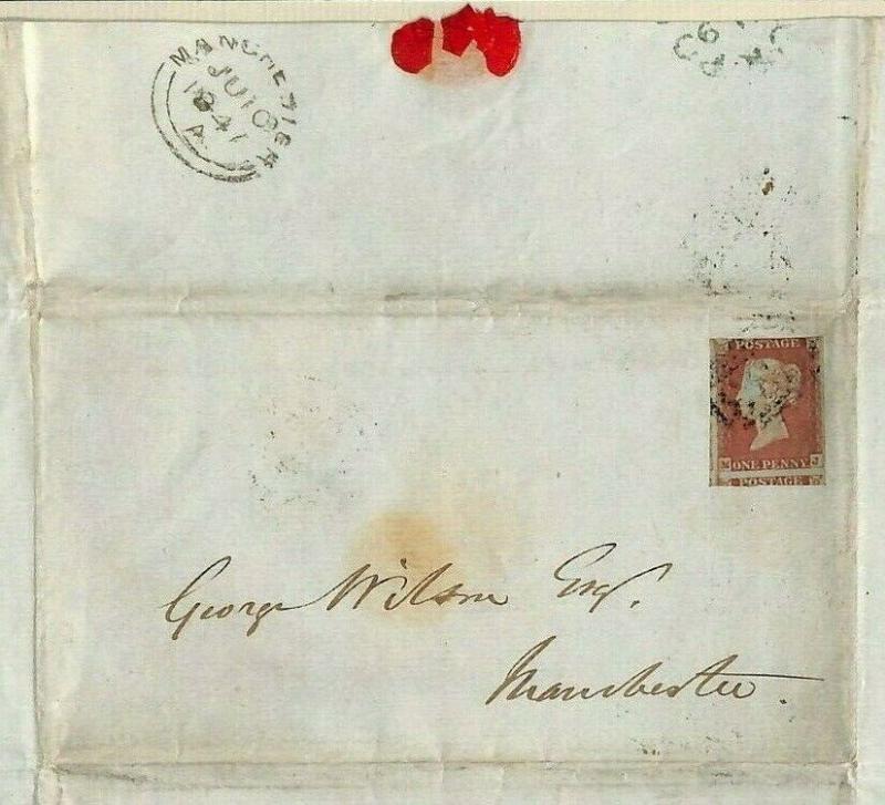 GB CHESHIRE *Stockport Borough Election*Historic Letter 1847 1d Red Cover MS3656 