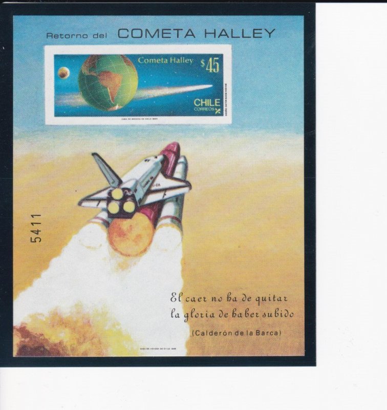 Chile # 702a, Halley's Comet, IMPERF Souvenir Sheet, Mint NH, 1/2 Cat.