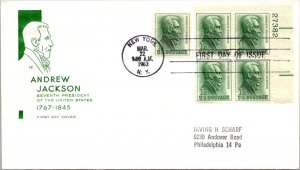 FDC 1963 SC #1209 Farnam Cachet - New York, NY - Plate Block Of 5 - F77717