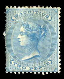 Mauritius #33 (SG 59) Cat£100, 1863 2p blue, hinged