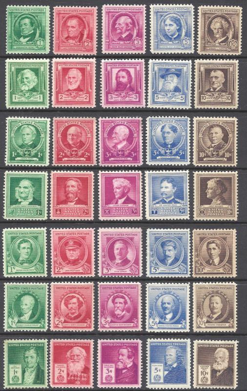 859-893  U.S..MINT FAMOUS AMERICANS SET-FINE-V/F