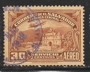 El Salvador C57: 30c Plane, Panchimalco Church, used, F-VF