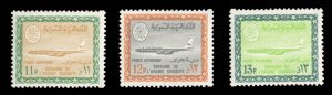 Saudi Arabia #C69-71 Cat$86, 1966 11p-13p, three values, never hinged