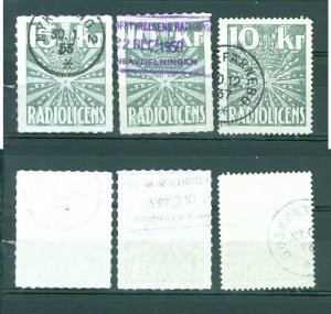 Sweden. 1950is. 3 Revenue Stamp. Radio License Fee 10 - 15 Kr. Cancel.