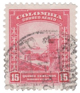 COLOMBIA AIRMAIL STAMP 1941. SCOTT # C123. USED. # 2