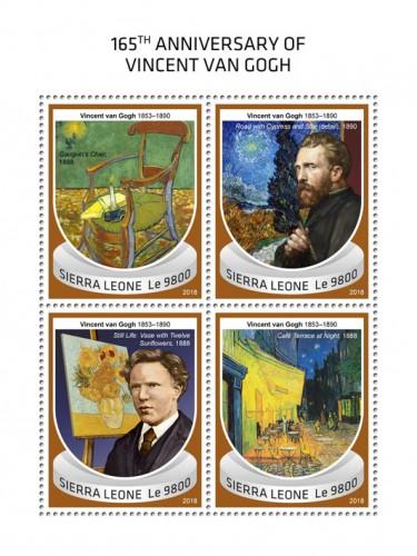 SIERRA LEONE - 2018 - Vincent van Gogh - Perf 4v Sheet - MNH