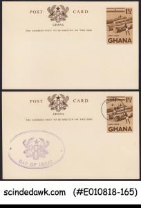 GHANA - 1954 1-1/2d SET OF 2 POSTCARDS- ONE MINT, ONE FDI CANC