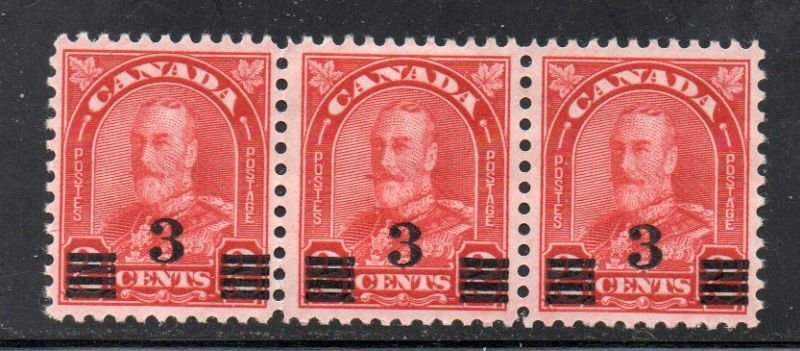 Canada Sc 190 1932 3 c on 2c G V extended mustache variety stamp mint