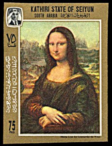 Kathiri State Michel 122B, MNH imperf., da Vinci and the Mona Lisa