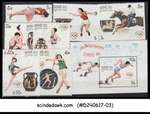 LAOS - 1987 SUMMER OLYMPIC GAMES SET OF 7-STAMPS & 1-M/S MNH