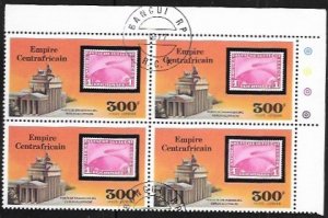 Central African Empire C186 used block of 4 Brandenburg Gate