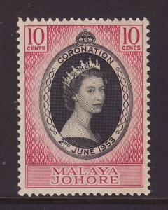 1953 Malaya  Johore 10c Coronation Mint