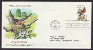 US Connecticut Bird & Flower 1982 Typed FDC BIN
