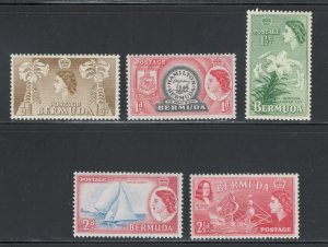 Bermuda 1953 Queen Elizabeth II Pictorials Scott # 143 - 147 MH (Short Set)