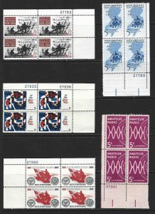 UNITED STATES - 1964-1965 PLATE BLOCKS LOT MNH