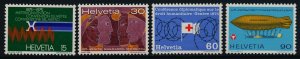 Switzerland 599-602 MNH Red Cross, Airship, Science, Faces