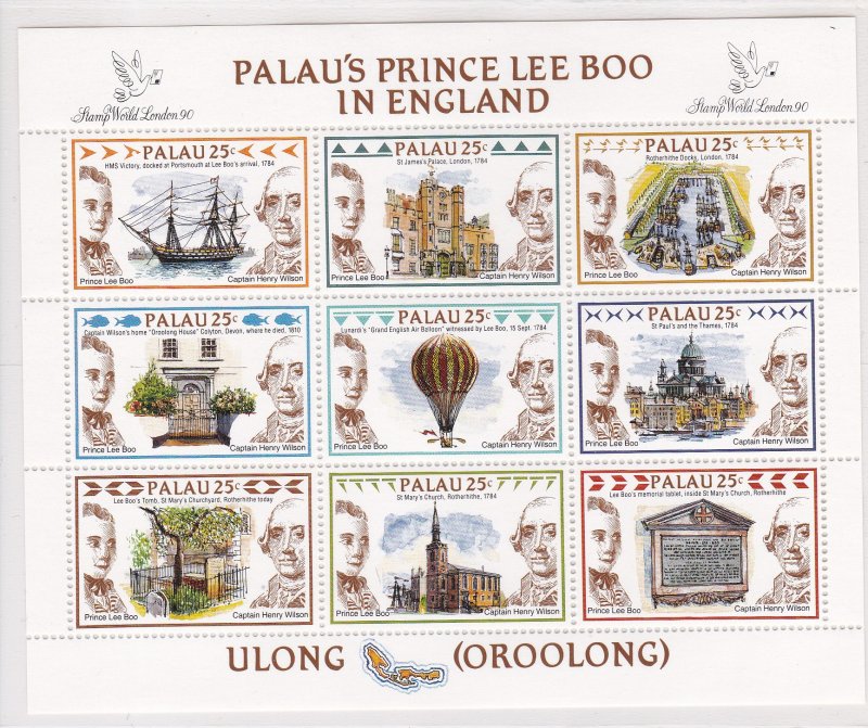 Palau # 235, Prince Boo in England Mini Sheet, NH, 1/2 Cat.