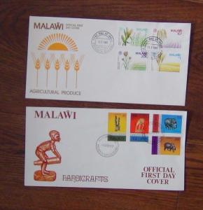 Malawi x 10 FDC 1976 1981 Oiseaux Poisson Faune Artisanat Agriculture République