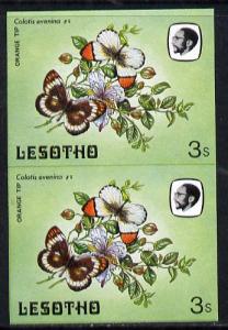 Lesotho 1984 Butterflies Orange Tip 3s in unmounted mint ...