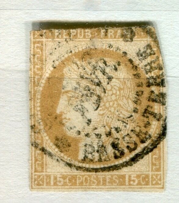 FRENCH COLONIES; 1870s classic Ceres Imperf issue used 15c. value