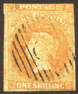 SOUTH AUSTRALIA #9 Used - 1857 1sh Orange