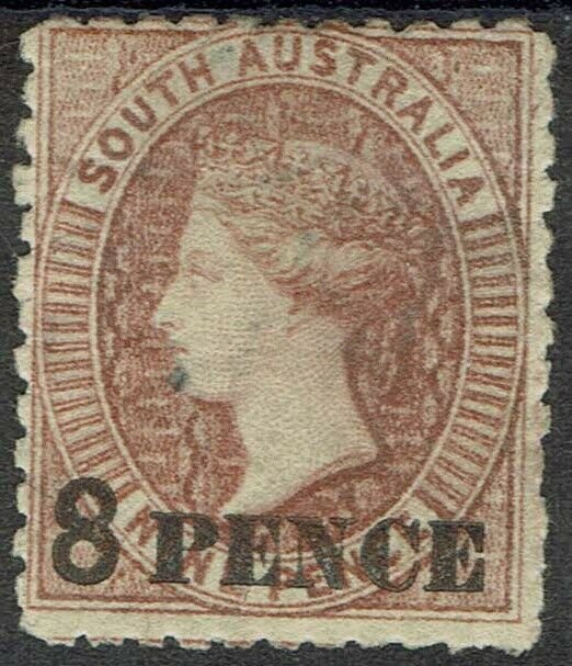 SOUTH AUSTRALIA 1876 QV 8 PENCE ON 9D 