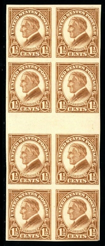 USAstamps Unused VF US Harding Gutter Block of 8 Scott 631 OG MNH PO Fresh